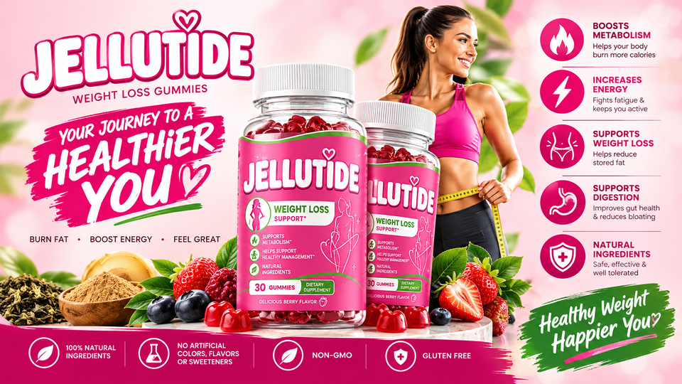 Jellutide gummies with a fit woman and benefits: boosts metabolism, increases energy, supports weight loss and digestion